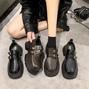 รองเท้าส้นหนา ผู้หญิง สูงสัตว์ รองเท้าโลฟ สตรีเหล่าเช่น นักเรียนที่สะดวก รองเท้าลำลอง อังกฤษย้อนยุค