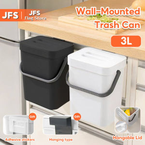 JFS Wall Mounted Trash Can With Cover Garbage Bin Hanging Trash can Kitchen Cabinet Door Hanging Trash Bin Garbage Can Recycle Dustbin Rubbish Bin
