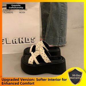 XUJIA | Thick Sole Height Increasing Polka Dot Slipper