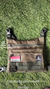 CHEST RIG BAG / TAS DADA / CHESTBAG THREE STRAP VELCRO BLACK TACTICAL