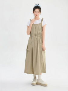 SANFU | Elegant Leisure Belted Pleated Straps Dress