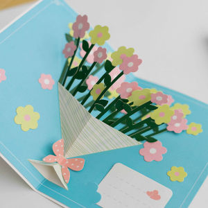 Three-Dimensional Bouquet Greeting Card Teachers Day Foldable Kindergarten Graduation Card New Arrival Send Teacher Birthday Creative Gift