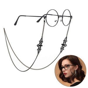 1pc Bat Glasses Chain Goth Sunglasses Eyeglass Necklace Black Bat Glasses Retainer Strap Holder Lanyards Party Accessories