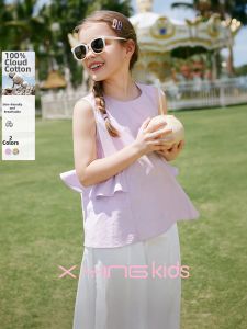 XIANGYING | Summer Cotton Sleeveless Purple Blouse