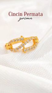 Nice Jewelry Cincin dewasa kupu kupu permata zirkon perhiasan cincin wanita lapis emas gold A194