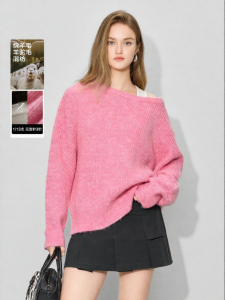 BEIQIANI | Alpaca & Wool Blend Shoulder-baring Knitted Blouse