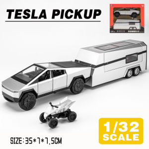 LEO 1:32 Tesla Cybertruck Pickup RV Metal Diecast Alloy Toy Car Model Trucks For Kids Toys Vehicles Hobbies Collectio