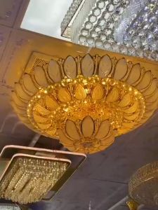 Đèn Mâm Pha Lê Ốp Trần Kích Thước Lớn Sang Trọng Hiện Đại Hiệu Ứng Cánh Sen 3 Tầng Đổi Màu 3 Chế Độ Đẹp Mắt - Bảo Hành 5 Năm