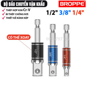 Đầu chuyển nối khẩu chân lục giác BROPPE 1/4 3/8 1/2 inch | Đầu chuyển từ vít sang vặn khẩu bulong thép CR-V siêu bền cho máy khoan pin khoan điện đầu chuyển lắp máy khoan đa năng