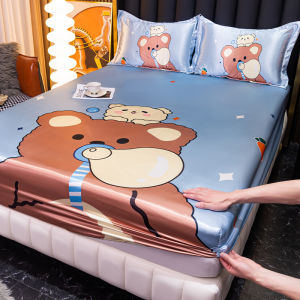 Summer Ice Silk Fitted Sheet One-Piece Double 1.8 M Mattress Cover Bedspread Simmons Mattress Dustproof Protective Cover 1.5 M1.2