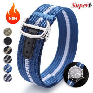 20mm Ribbed Nylon Watchband for Omega for Seiko Men Women Universal Replace Accessories Military Sport Loop Watch Strap