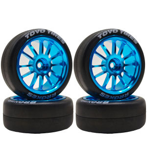 1/10 RC Drift Tires and Aluminum Wheels Tires Racing Smooth Tread Tyres For Rally On Road Car TT01 TT02 Traxxas XV02 XV01 TA06