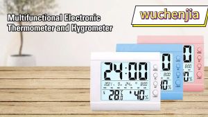 Hygrometer Termometer Ruangan Digital Jam Thermometer Indoor Suhu Digital LCD Termometer Higrometer Elektronik Dengan Waktu