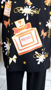 setelan wanita dewasa motif PARFUM celana panjang lengan 7/8 PEREMPUAN