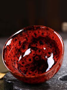 Kiln Baked Jian Zhan Teacup Colorful Cup Change Tea Cup Temmoku Glaze Ceramic Kung Fu Bamboo Hat Tea Cup Small Tea Bowl Single Cup