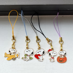 5pcs Kawaii Snoopy Cartoon Phone Chain Key Lanyard Schoolbag Charm Pendant Bag Keychain Jewelry Gift for Girls And Kids