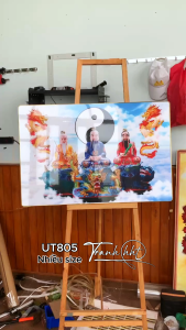 Tranh bàn thờ Tam Thanh Đạo Tổ tôn kính Tranh Phòng Thờ trang trí tranh tủ thờ Gia Tiên tráng gương treo tường UT805