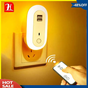 Remote Control LED night light fast charge Nightlight 220V double USB socket Lamp for childrens room bedroom lighting