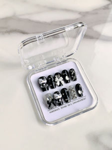 Handmade Short Staircase Wearable Nails Dark Cartoon Kurokos Butterfly Knot Nail Art Stickers Detachable Finished Product