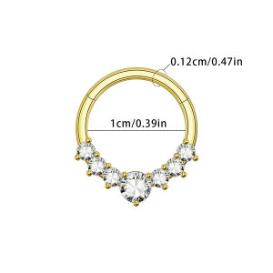 Zircon Hinged Segment Nose Ring Stainless Steel Nose Hoop Septum Clicker Piercing Lip Ear Cartilage Helix Body Piercing Jewelry