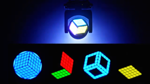 HOMEMORY 4 in 1 Moving Head Beam Light with 350W 2 sided 19 LED focusing Par light and Rubiks Cube Disco Light Controlled by DMX or Sound for Weddings Stages Bars and Performances