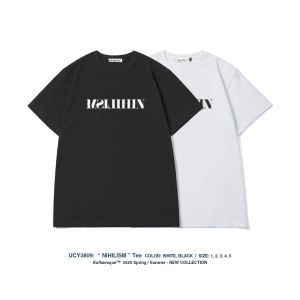 Undercover Bảng Chữ Cái Tiếng Anh Cầu Cao Lá Chắn Nam Nữ Cổ Tròn Áo Thun Nữ Tay Ngắn Kafkaesque Phong Cách Punk Vải Len Cotton