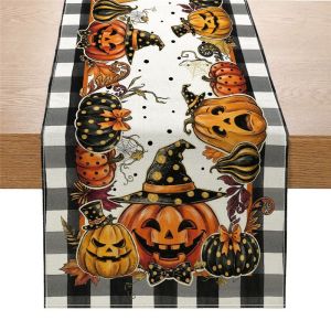Bộ Khăn Trải Bàn Halloween VIKAMA - Cờ Vải Lanh Hình Mèo Đen Ma Bí Ngô Dơi Để Trang Trí Nhà Cửa Bàn Làm Việc Tiệc Tùng Tùy Chọn 2/4/6 Cái