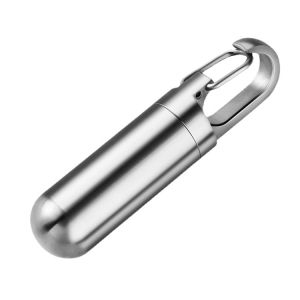 Stainless Steel Waterproof Pill Box Keychain Airtight Outdoor Medicine Container for Travel Camping