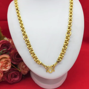 สร้อยคองานดิบทองเหลืองลายห่วงคู่ 3 ห่วงพระ ความยาว 28 นิ้ว งานดิบไม่ได้ชุบ ทองเหลืองโบราณ ใส่ได้ทุกโอกาส พร้อมส่ง