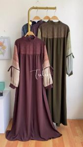 GAMIS SET HIJAB TERBARU VILORA KLEO BAHAN AIRFLOW MIX CERUTY By TULUS DRESS LEBARAN MEWAH GAMIS SIMPLE DAN ELEGAN FREE JILBAB