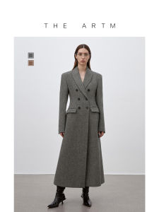 Herringbone Tailored Waist Accentuating Coat