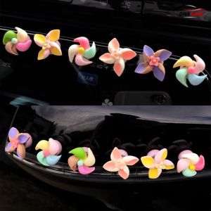 Set 6 Bông Hoa Mini Cối Xay Gió Xoay Trang Trí Xe Hơi Decor Bàn Làm Việc