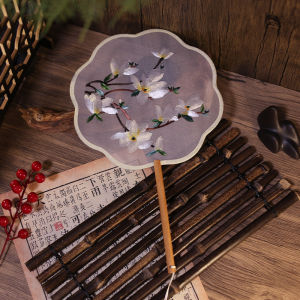 Double-Sided Embroidered round Fan Traditional Chinese Style Handmade Fan Suzhou Embroidery Decorative Fan round Shape Wood Frame
