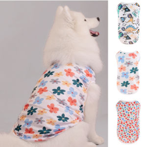 Cute Summer Pet Dog Cooling Vest Cartoon Soft Clothing Summer Casual Shirts Small Medium Large Dogs Puppy French Bulldog Clothes