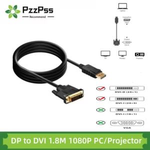 DisplayPort DP to DVI Adapter Connecto Cable Conversion Line 1.8M FHD 1920*1080P For Desktop Laptop PC TV Monitor Projector