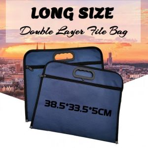 Long File Organizer Briefcase Documents Organizer File Bag Double Layer Large Capacity 38.5*33.5CM