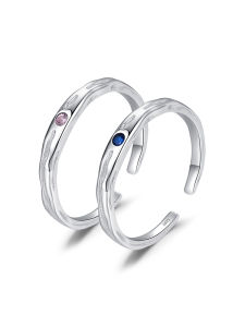 Modian Modian S925 Sterling Silver Colorful Crystals Ring Female Niche Design Cold Wind Tinfoil Texture Open Ring