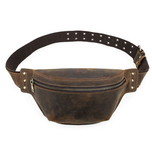 Hiram Genuine Leather Waist Bag for Men Casual Travel Waist Pack Chest Bag Single Shoulder Phone Male Zipper Pocket Leather Bags