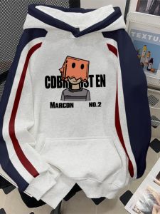 เสื้อสเวตเตอร์ฮู้ดคอกลมทรงหลวมสไตล์อเมริกันย้อนยุคสำหรับผู้ชาย ฤดูใบไม้ร่วง/ฤดูหนาว เสื้อคลุมกันหนาวแบบลำลองสำหรับคู่รัก