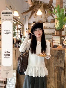 WHYSTUDIO เสื้อยืดคอตตอนลายปักสไตล์หวานและเท่สำหรับฤดูใบไม้ร่วงและฤดูหนาว เสื้อชั้นในลายปักลูกไม้ ชั้นในเสื้อผ้าชั้นใน