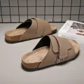 Mens Cork Summer Beach Soft Leather Womens Flat Outdoor Fashion Slippers Men Lubricant Babouche Femm. 