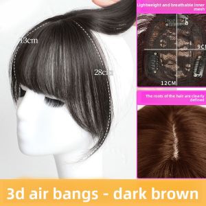 3D French Style Airy Womens Wig Fringe Hair Extension Natural Hair Top Seamless Hairpiece Realistic Hair Synthetic Wig