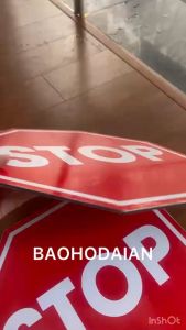Bảng cảnh báo STOP bát giác chất liệu Alumium dán decal D=40cm