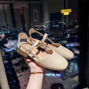 Classic Style Closed Toe Sandals Womens Summer Chunky Heel Low-Cut Easiest for Match Summer Lady Temperament French Style Skirt Back Open Shoes