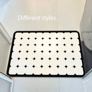 Quick Dry Bathroom Mat Silicone Algae Mud Entrance Door Rug Anti Slip Toilet Home Floor Rug Modern Simple Geometric Pattern