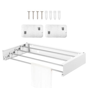 Folding Stainless Steel Wall Mounted Clothes Drying Rack - Collapsible Laundry Hanger for Indoor Balcony and Towel Storage