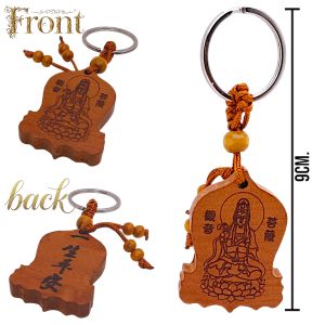 พวงกุญแจ เจ้าแม่กวนอิม พวงกุญแจไม้พีช ผ้ายันต์เจ้าแม่กวนอิม ด้ายแดงมงคลจากวัดจีน พีชถือเป็นสัญลักษณ์แห่งความมีอายุยืนยาว