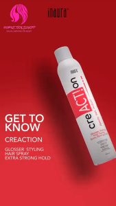 INAURA Creaction Hair Spray 380ml Glosser Styling Keratin Vegan Extra Strong Hold NO RESIDUE