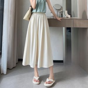 YAMIANNV | Quần dài mỏng cạp cao rộng rãi mùa hè cho phụ nữ trung niên và người cao tuổi quần dài đến giữa bắp chân phong cách chữ A