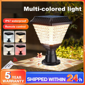 【In Stock】Vimite 2-Color Led Lampu Outdoor Solar Post Light Waterproof Automatic Sensor Energy Saving Lamps Warm & White Garden Fence Pillar Lights for House Gate Column Head Lamp Courtyard Decorative 太阳能柱头灯